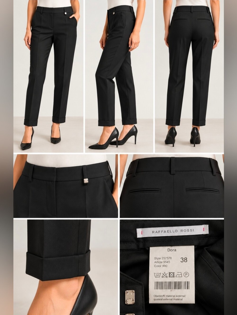 Raffaello Rossi Dora tailored trousers • black • Size EU 38